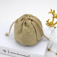 Custom Luxury Logo Drawstring Bag Small Gift Hemp Bags Drawstring Natural Burlap Jute Hemp Draw String Bag